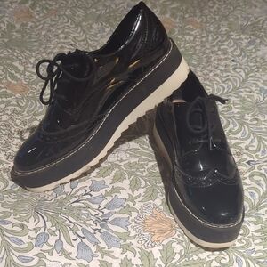 Zara Black Patent Platform Shoes